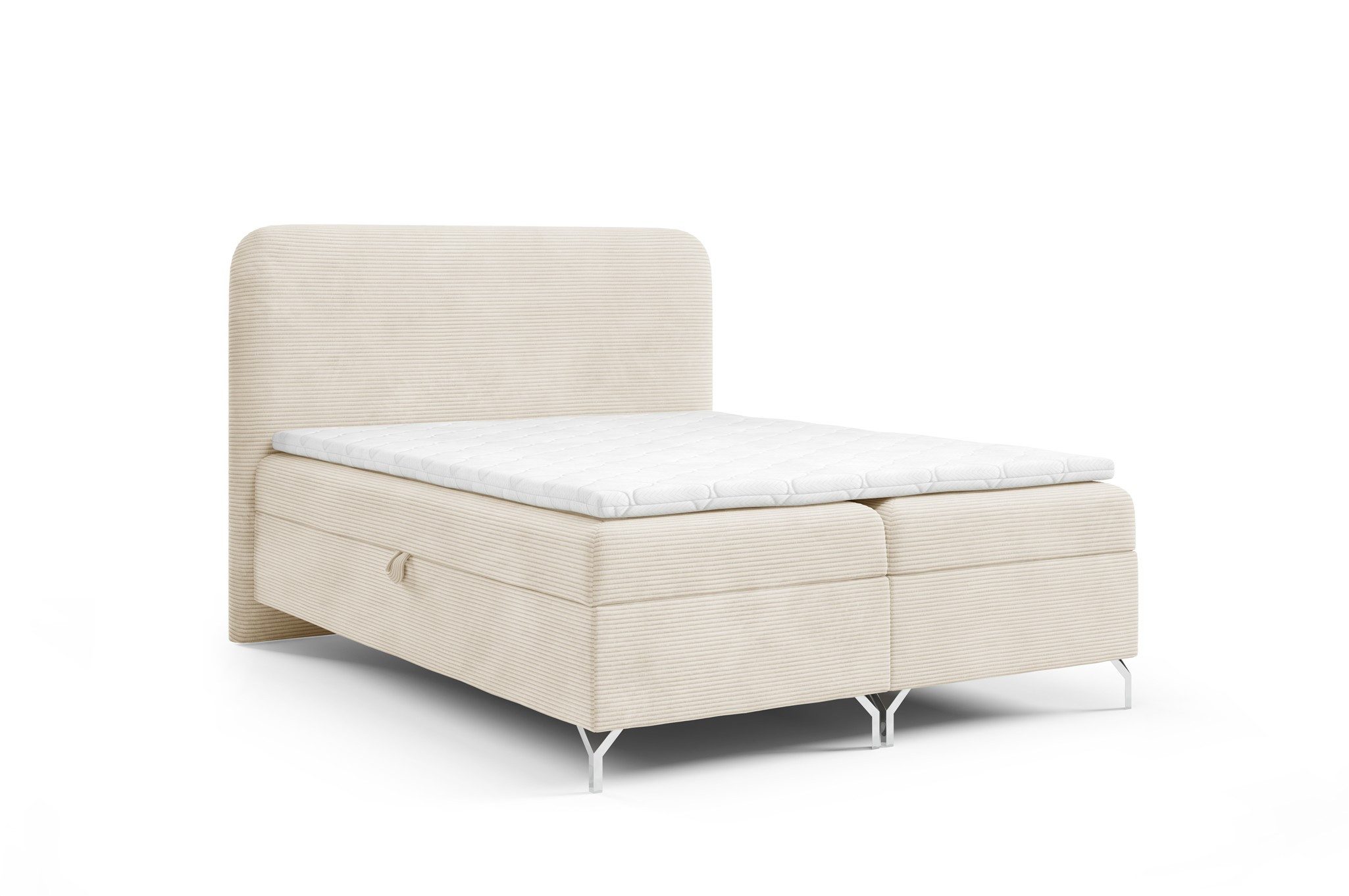 Fun Möbel Boxbett Bett Schlafzimmerbett EMILIO Überlänge in Stoff Poso (mit Bettkästen, mit Bonellfederkernmatratze und Kaltschaum-Topper), Länge von 220cm