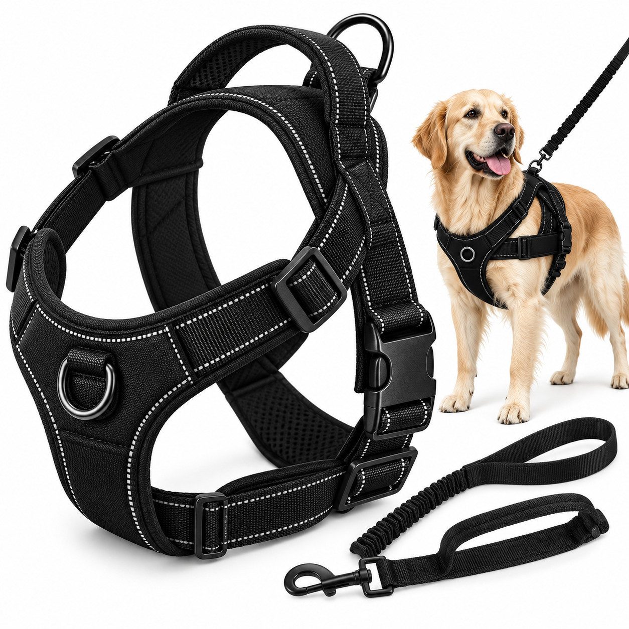 Luckice Hundeweste Hundegeschirr, Anti-Zug Geschirr, Brustgeschirr, Training, Zugentlastendes Design, Weiche Polsterung