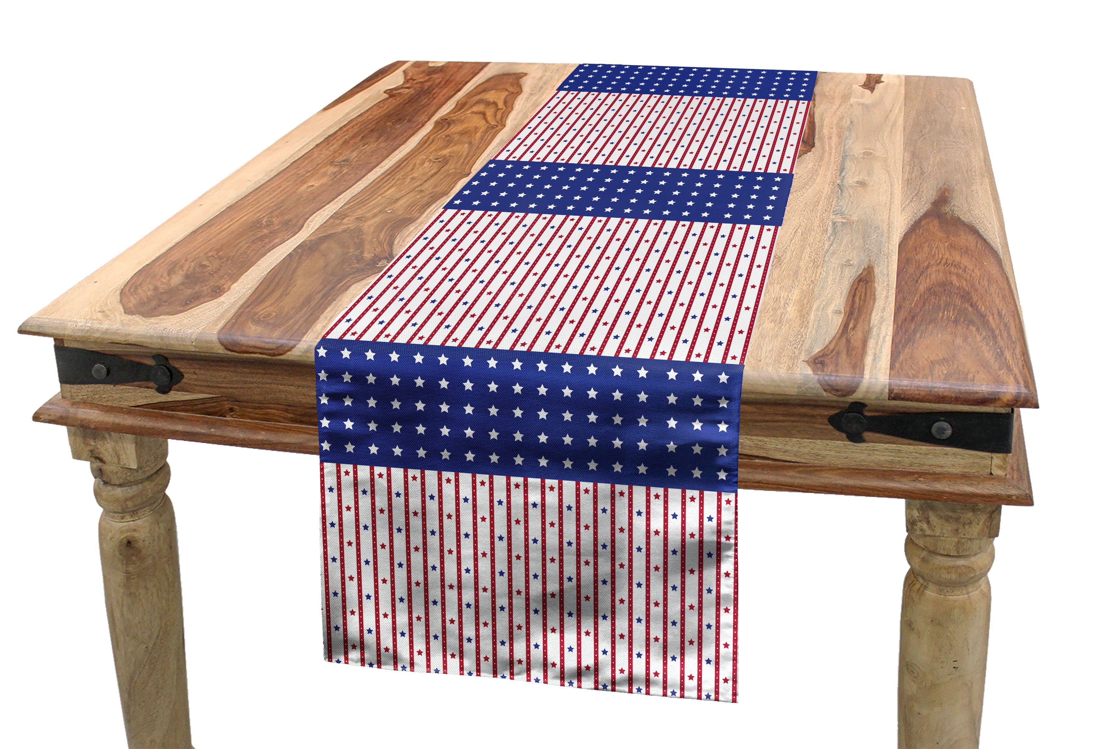 Abakuhaus Tischläufer Esszimmer Küche Rechteckiger Dekorativer Tischläufer, Vereinigte Staaten von Amerika Stars and Stripes-Flagge