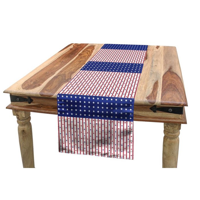 Abakuhaus Tischläufer Esszimmer Küche Rechteckiger Dekorativer Tischläufer Vereinigte Staaten von Amerika Stars and Stripes-Flagge