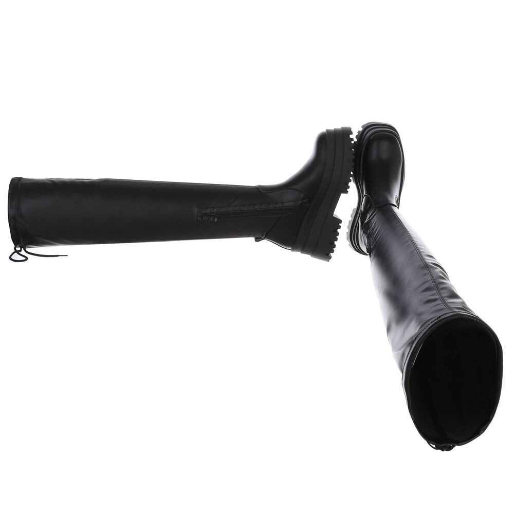 Ital-Design Knielange Stiefel mit robuster Sohle und Schnürverschluss Plate günstig online kaufen