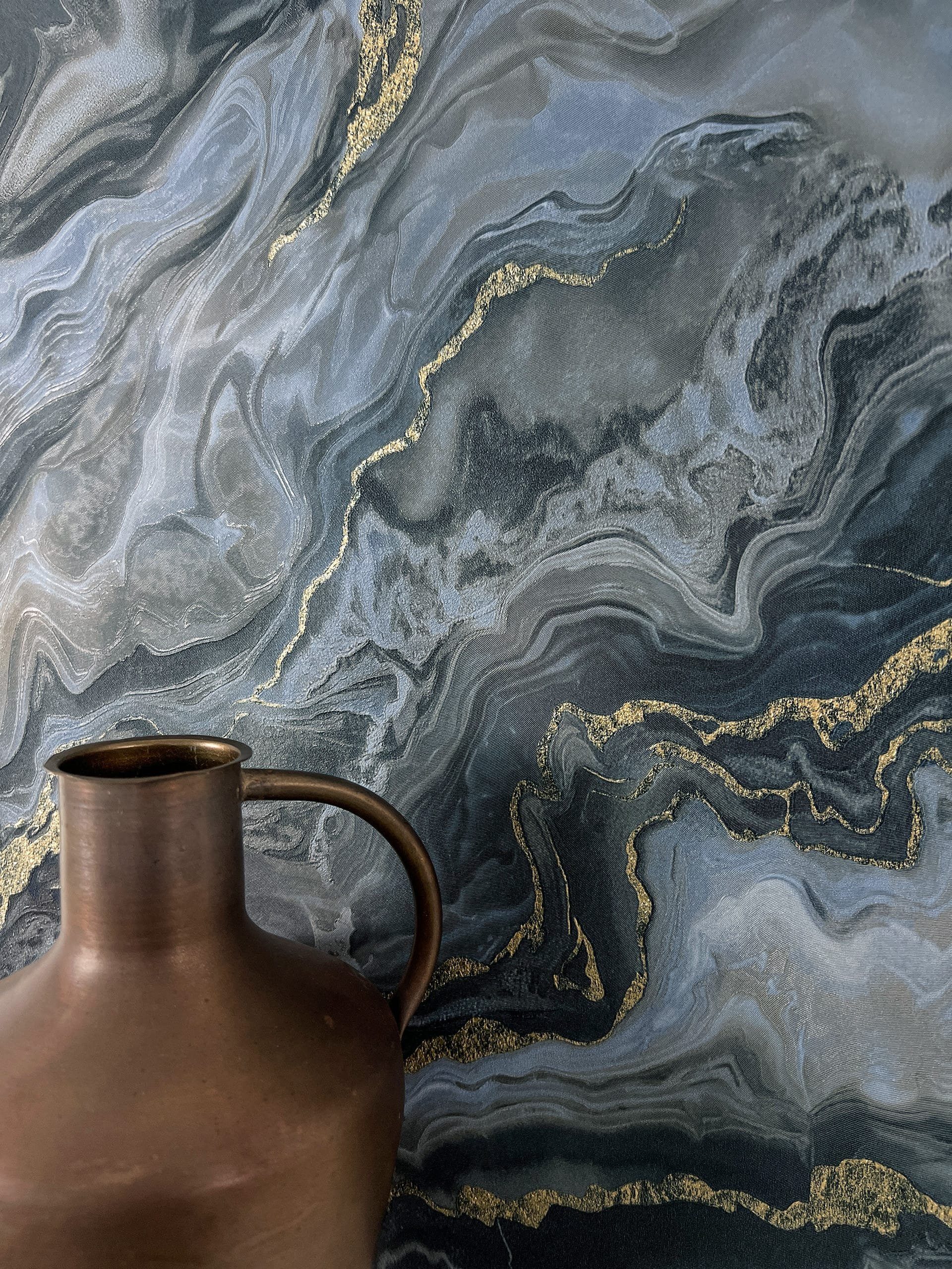 Newroom Vliestapete, Blau Tapete Modern Marmor günstig online kaufen