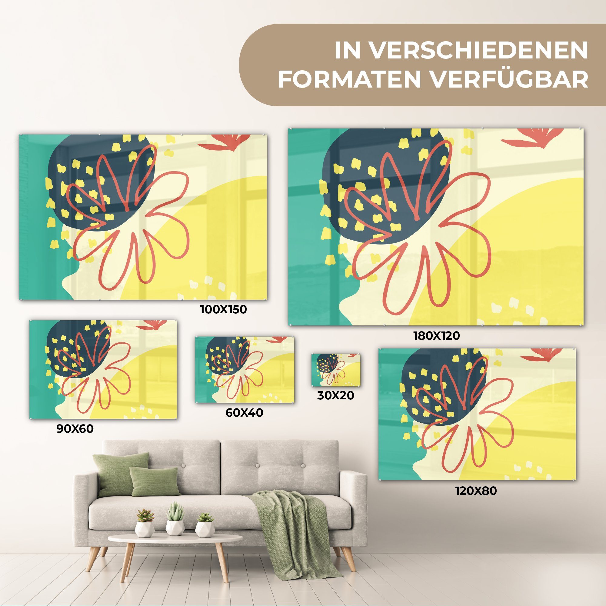 St), & Sommer Acrylglasbilder Blume - Wohnzimmer MuchoWow Pastell, (1 Acrylglasbild Schlafzimmer -