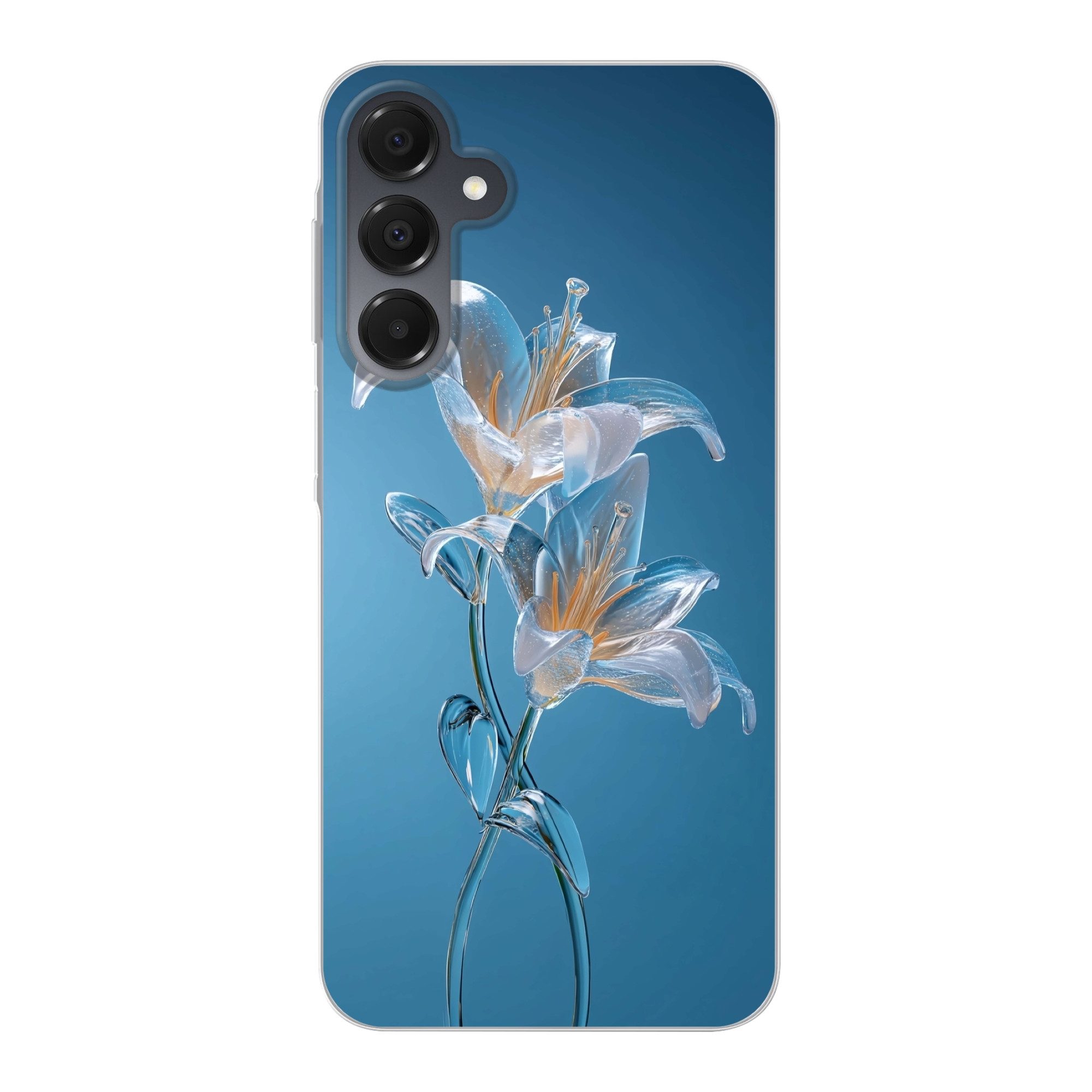 MuchoWow Handyhülle für Samsung Galaxy A16 5G Lilien - Blau - Gläser, Phone Case, Silikon, Schutzhülle Dünn
