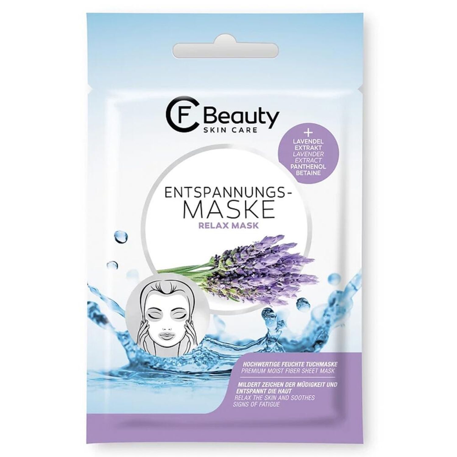 BURI Gesichts-Reinigungsmaske 18x CF Beauty Tuchmaske 25ml Entspannung Lavendel Tagespflege Nacht, 18-tlg.