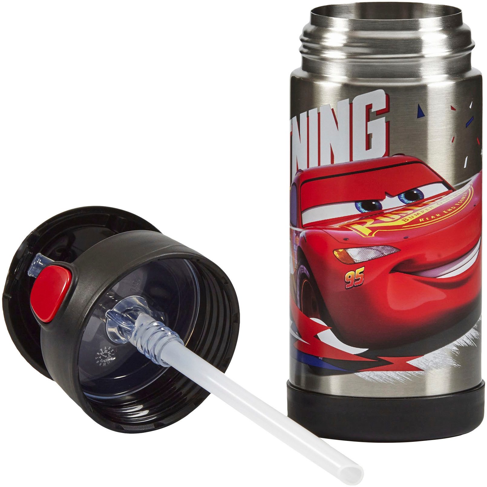 THERMOS Isolierflasche FUNTAINER STRAW BOTTLE, doppelwandiger Edelstahl, spülmaschinenfest, 0,35l, mit Silikonstrohalm, absolut dicht