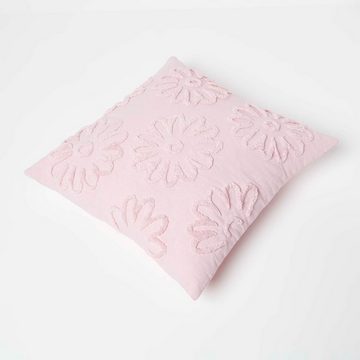 Homescapes Dekokissen Tufted Kissen rosa 45 x 45 cm – Dekokissen Blumen