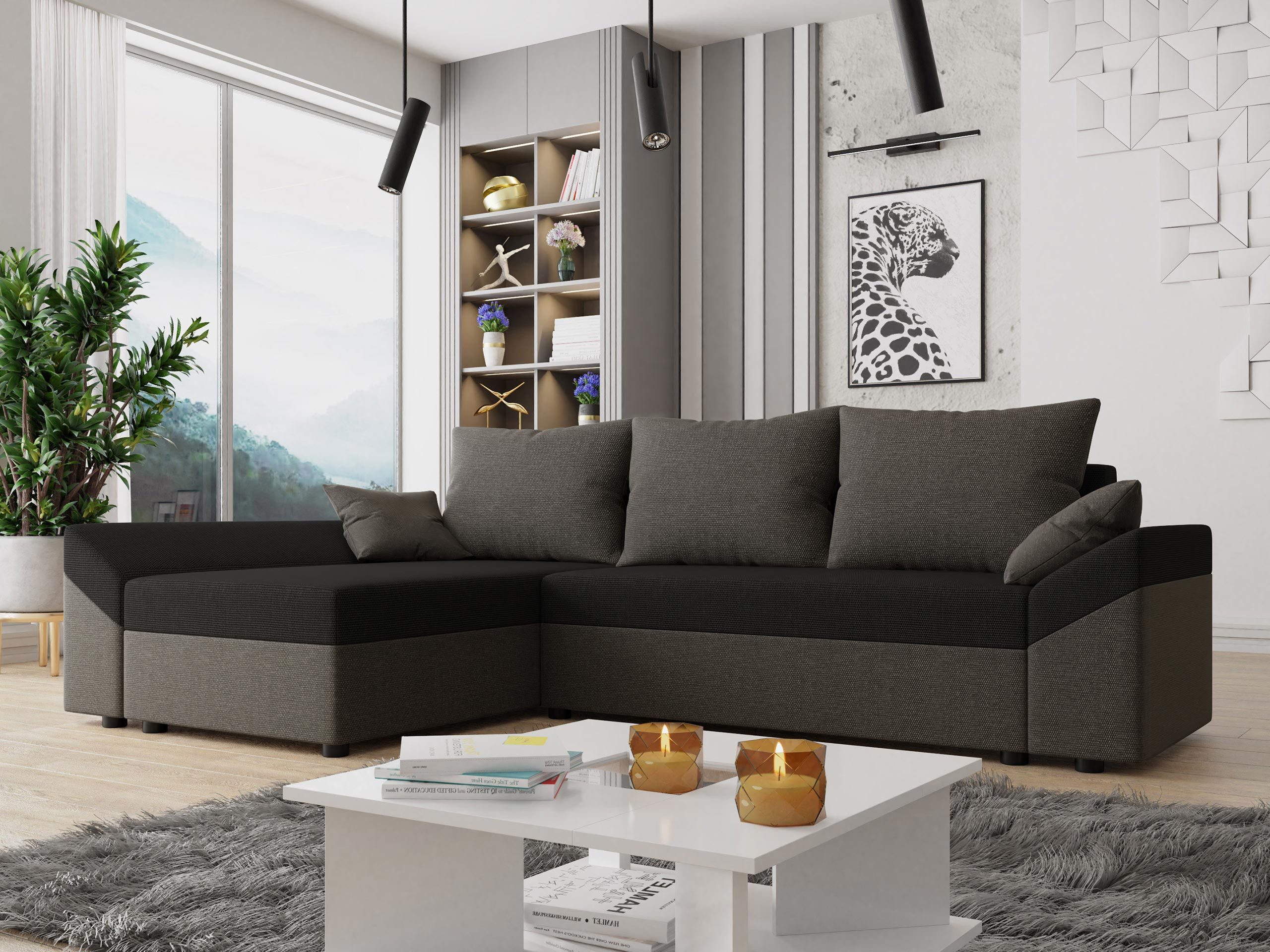 MIRJAN24 Ecksofa Dante L Lux, mit Schlaffunktion und Bettkasten, Ottomane universell, 3 Sitzer, L-Form