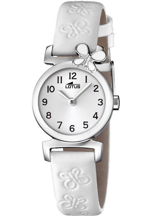 Lotus Quarzuhr Lotus Jugend Uhr Elegant L15948/1 Leder (Armbanduhr) Jugend Armbanduhr rund klein (ca. 24 3mm) Lederarmband weiß