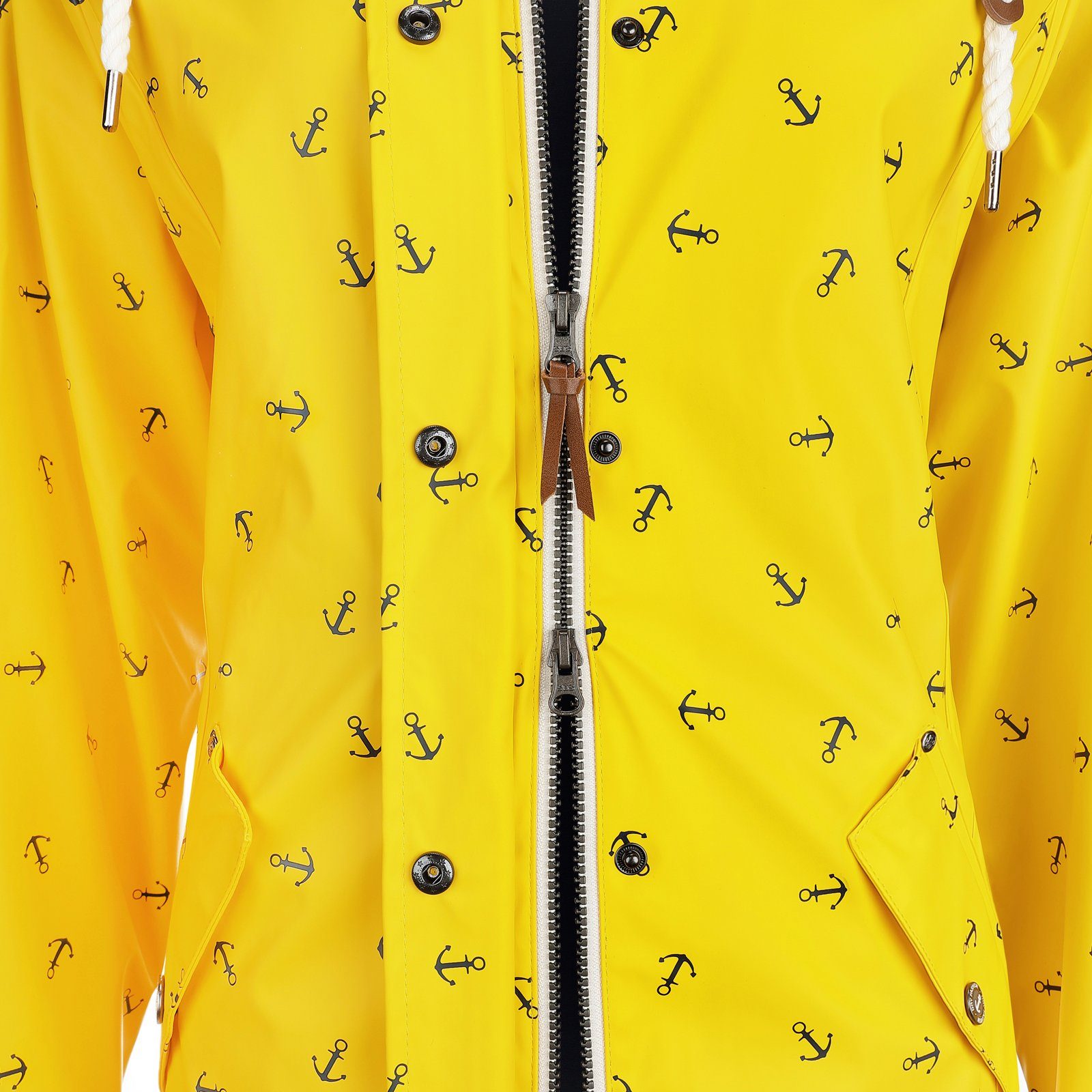 Dry Anker-Print Damen Fashion - mit Cuxhaven Regenmantel gelb Regenjacke wasserdicht Jacke Kapuze