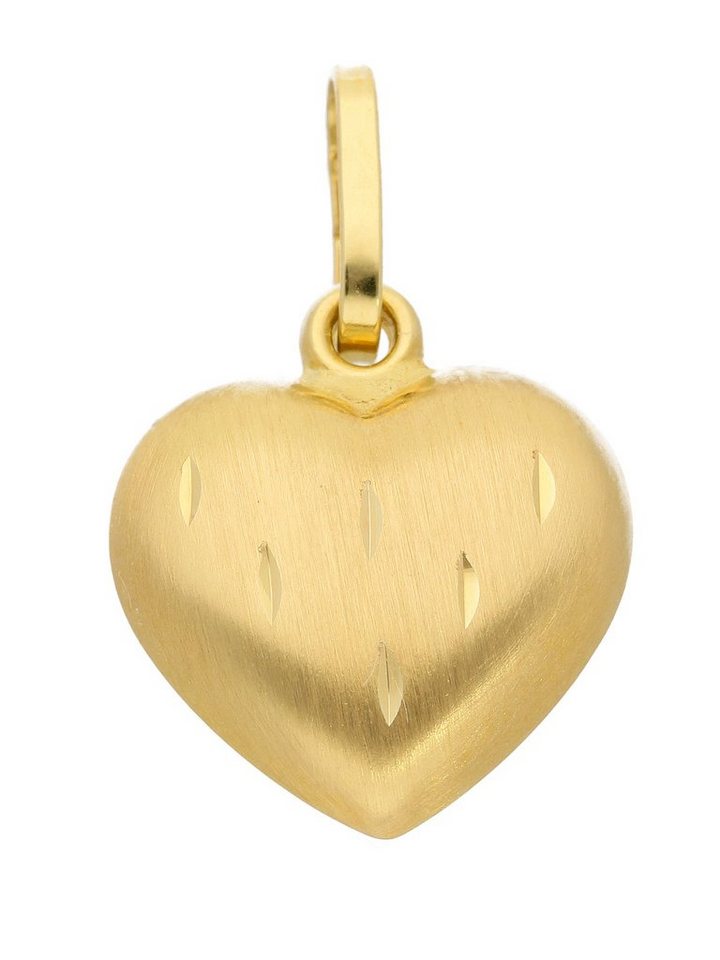 Adelia´s Kettenanhänger 333 Gold Anhänger Herz, Goldschmuck für Damen, Maße  - Breite 12,4 mm - Höhe 10,2 mm