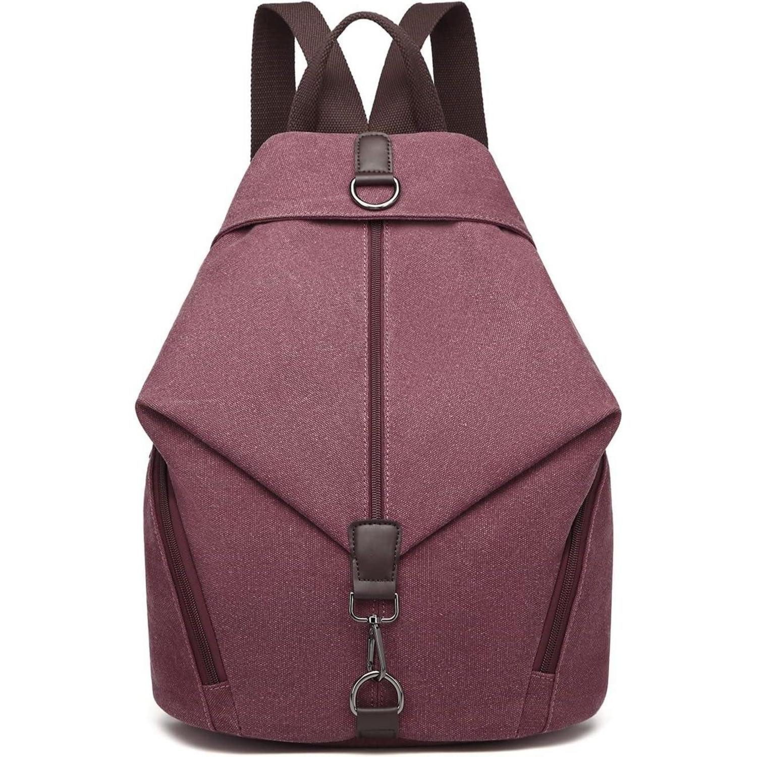 LuxusKollektion Daypack Rucksack Canvas Daypack Damen Vintage Outdoor Schule Reise L Rot