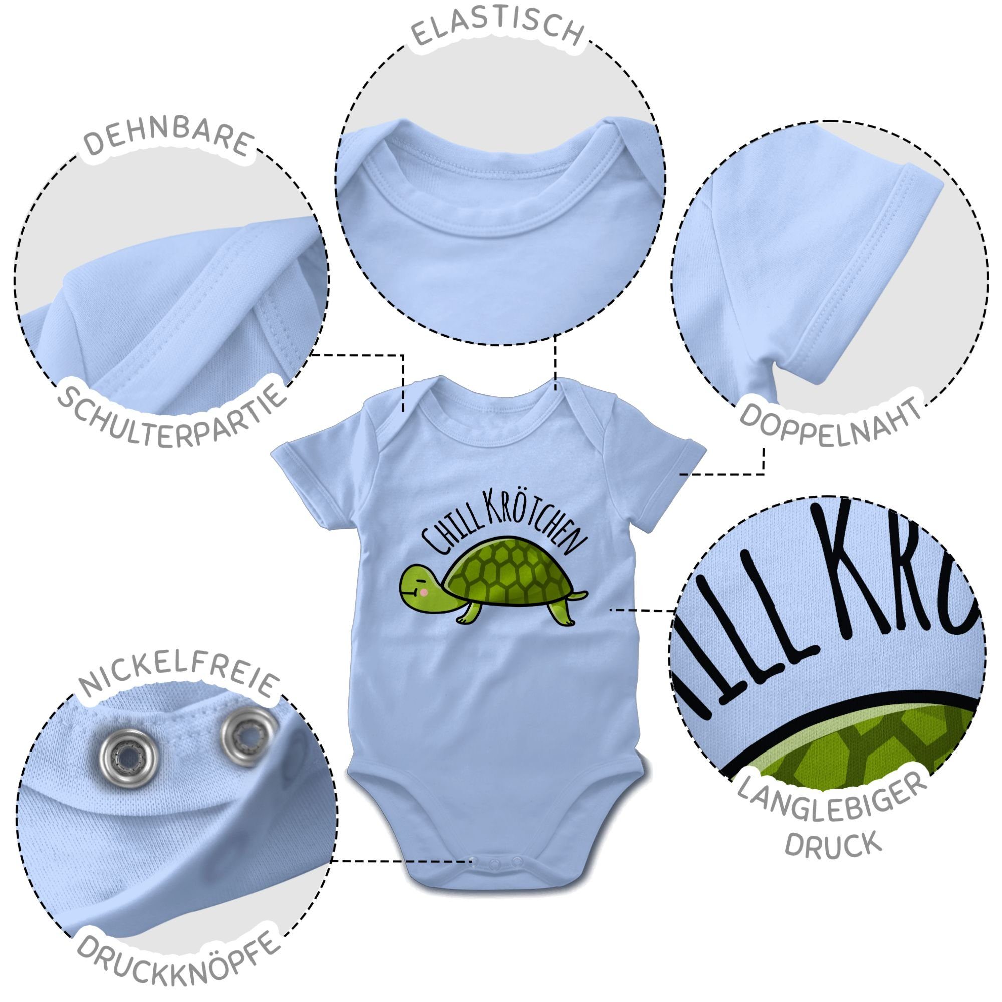 3 Krötchen Tiermotiv Chill Schildkröte Shirtbody Animal Shirtracer Print Baby Babyblau