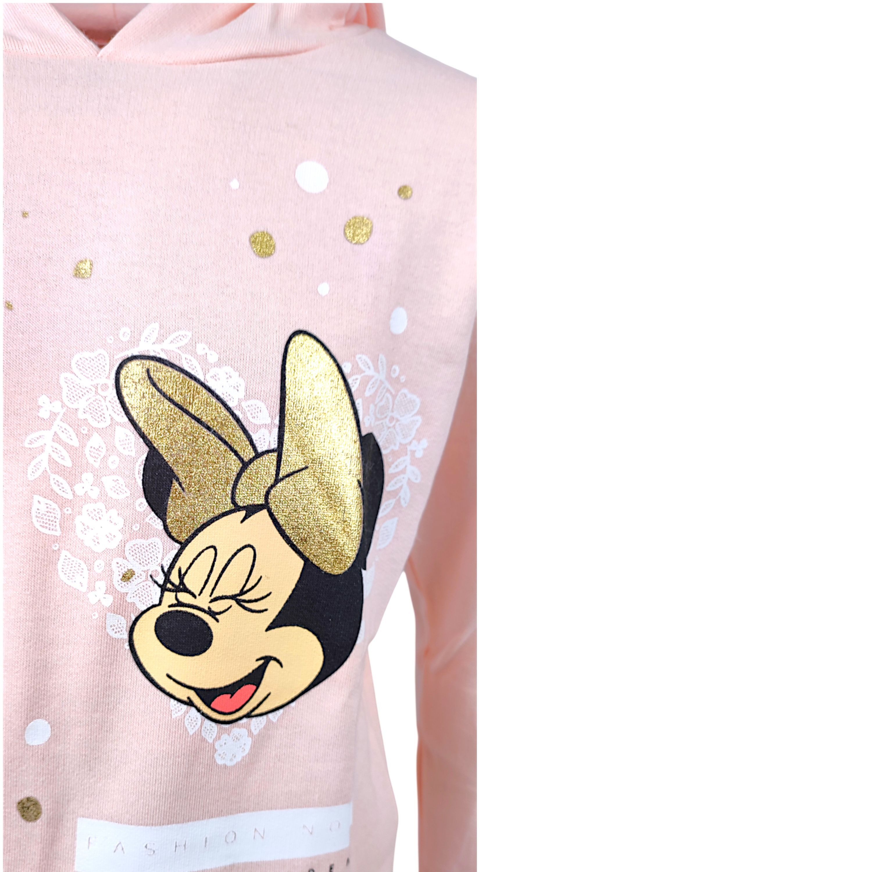 Disney Minnie Mouse Hoodie Minnie Maus mit Glitzer Mädchen Kapuzenpullover Größe 104 - 152 cm