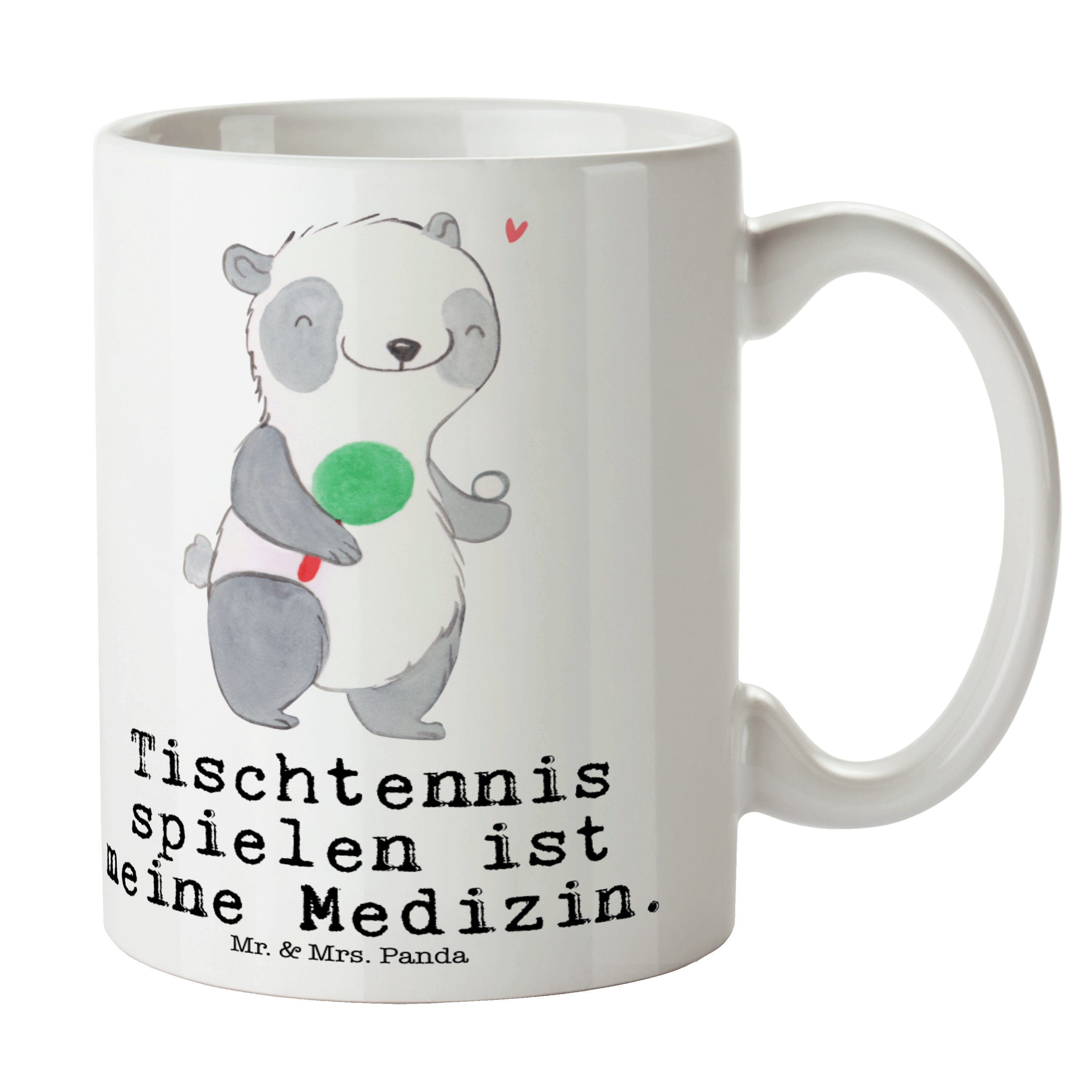 Tasse Keramik Schenken, Motive, Tasse Mrs. Tischtennis - Geschenk, Mr. - & Weiß Panda Medizin Panda
