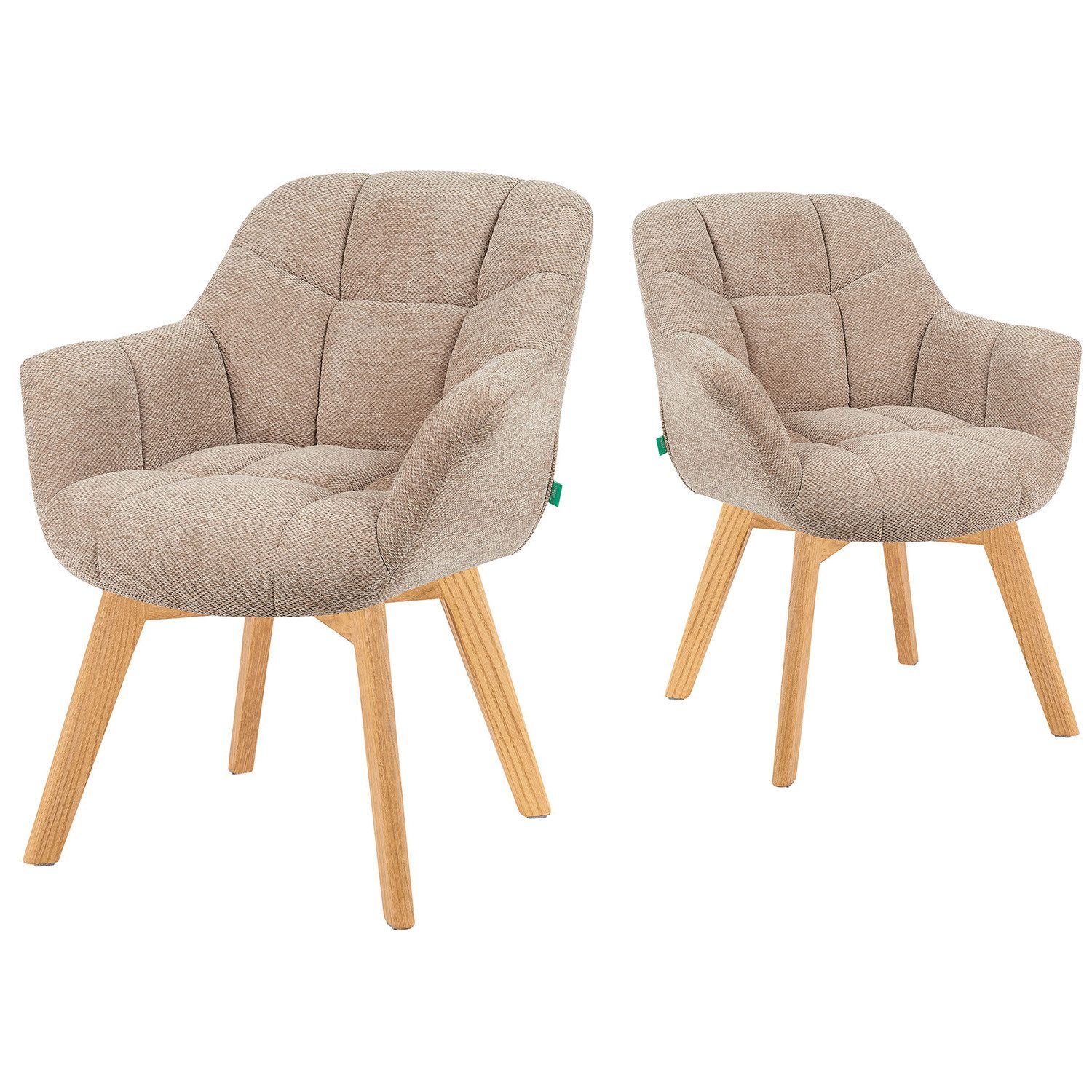DUBI Möbel Polsterstuhl Mika-Nele 2er-Set, Eiche günstig online kaufen