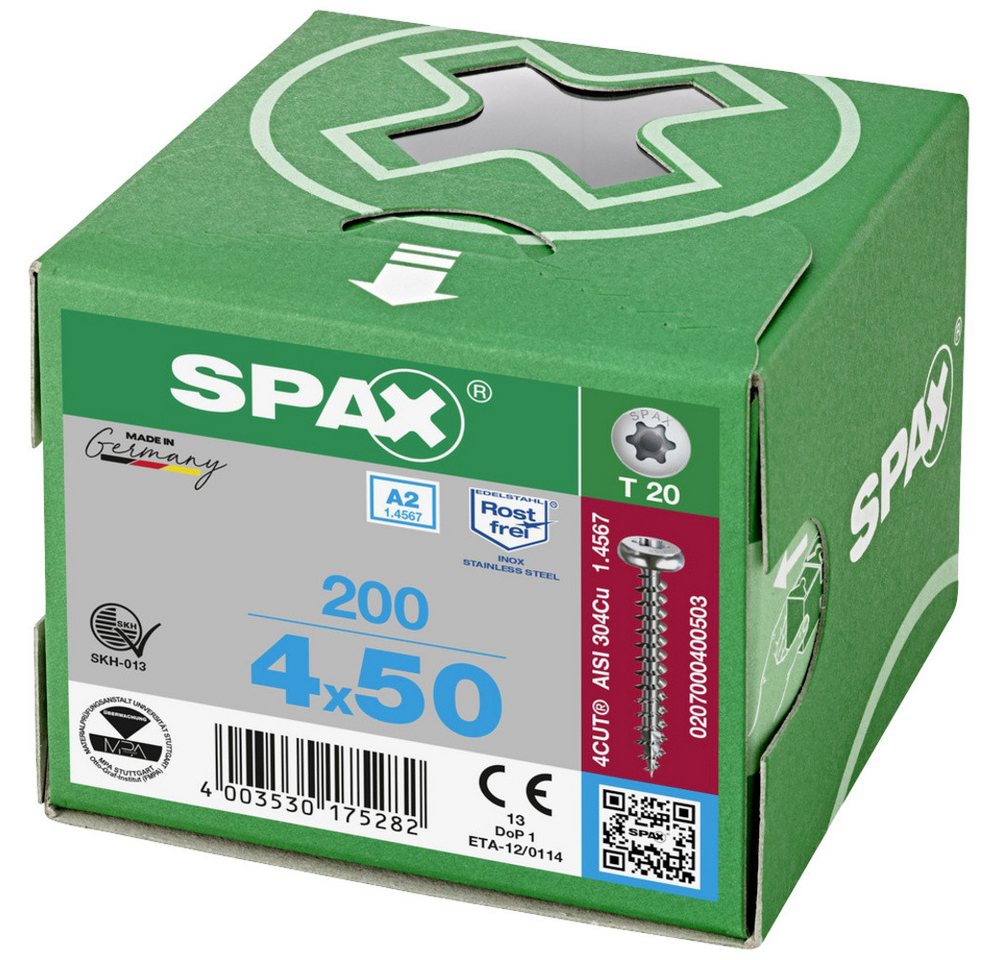 Thumbnail - SPAX Schraube SPAX 0207000400503 Holzschraube 4 mm 50 mm T-STAR plus Edelstahl A