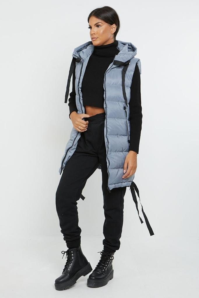Worldclassca Longweste Worldclassca STEPPWESTE LANG KAPUZE OUTDOOR ÄRMELLOS ÜBERGANGSJACKE