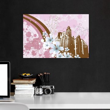 wandmotiv24 Leinwandbild Urban Flower Grunge, Abstrakt (1 St), Wandbild, Wanddeko, Leinwandbilder in versch. Größen