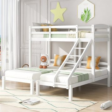 XDeer Etagenbett Dreierbett, Dreifaches Etagenbett mit Seitenleiter für Kinder, und Jugendliche, Weiß (90x200cm)