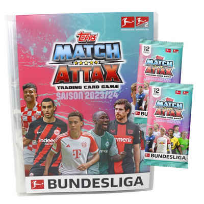 Topps Sammelkarte Topps Match Attax Bundesliga Karten Saison 2023 / 2024 - 1 Mappe + 2, Bundesliga Karten 2024 - 1 Mappe + 2 Booster