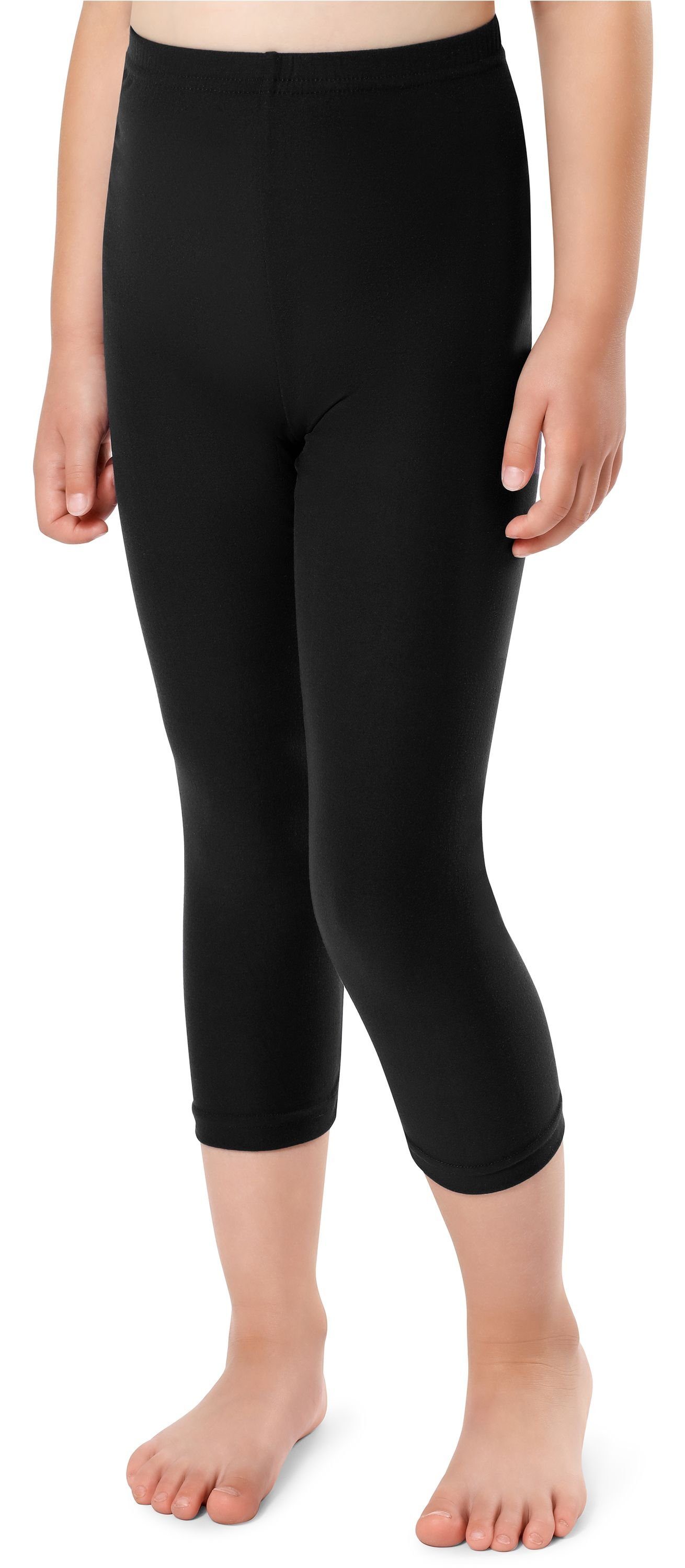 Schwarz 3/4 Mädchen Bund Leggings Merry MS10-352 Style Leggings (1-tlg) Capri elastischer