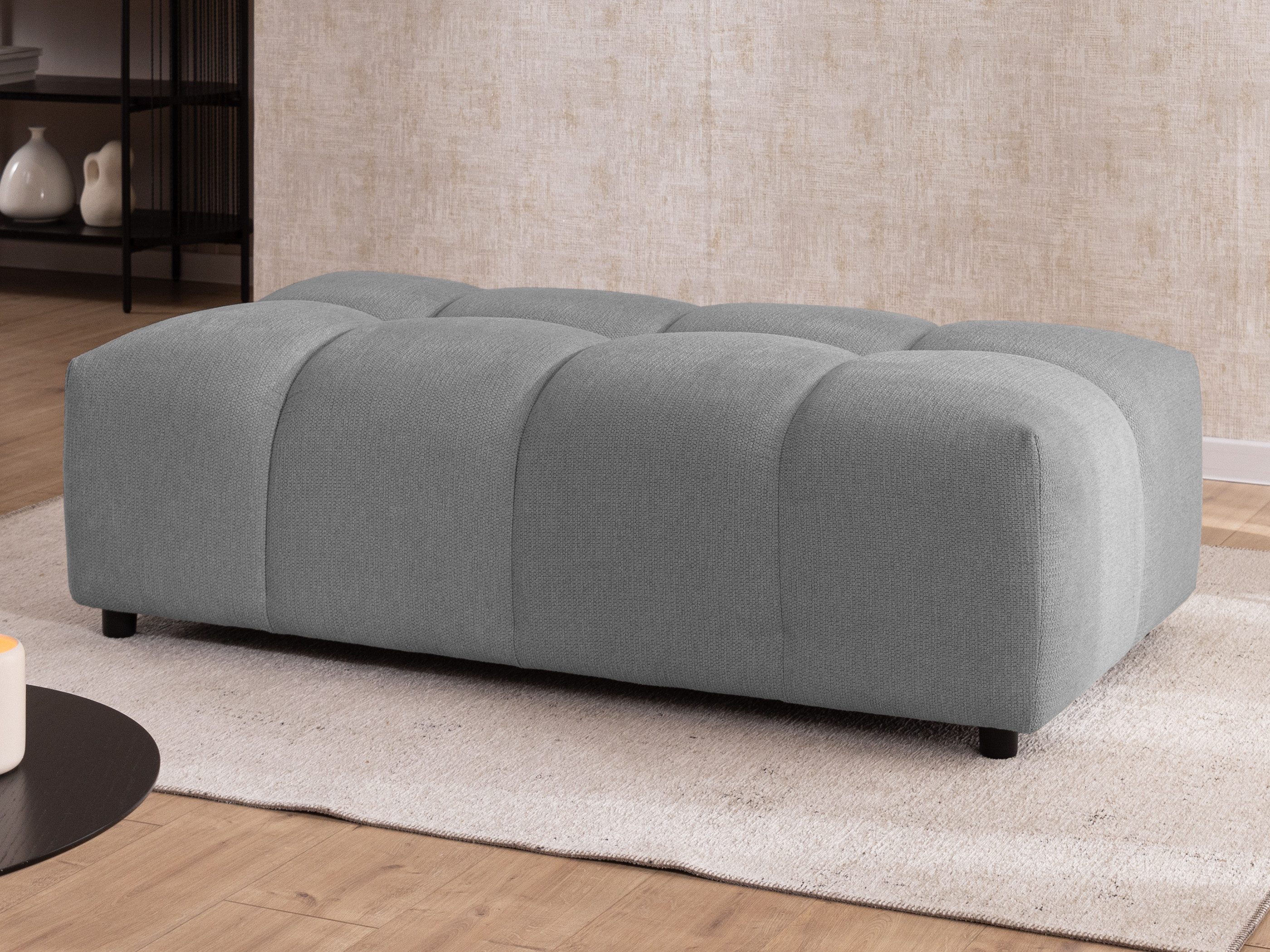 S-Style Möbel Polsterhocker Bubble mit Sitzfläche in Bubble-Optik aus weichem Strukturstoff (1 x Hocker), mit Wellenfederung
