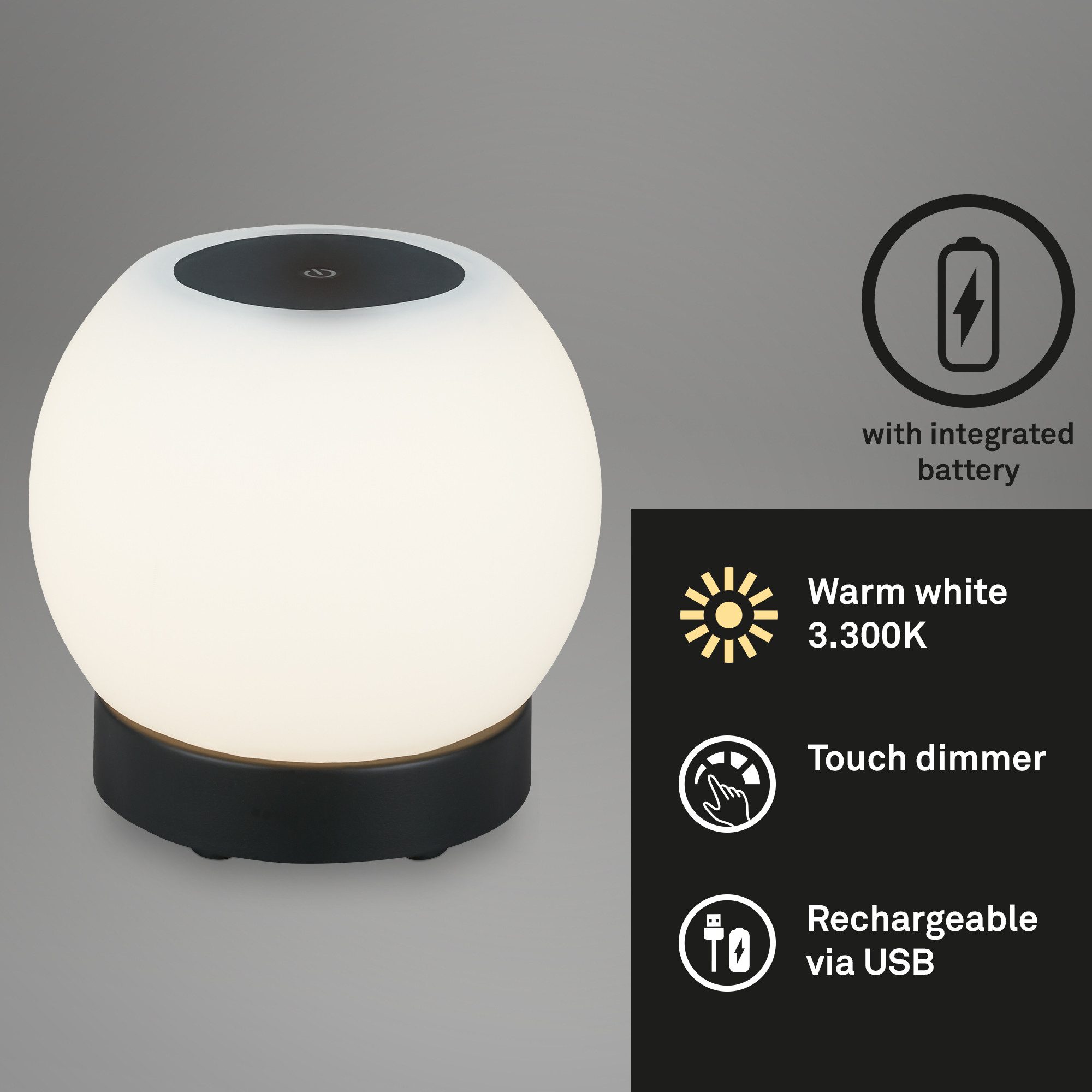 Briloner Leuchten LED Dekolicht POKA, Dimmfunktion, LED fest integriert, Warmweiß, 16 x 15 cm, Indoor/Outdoor, Balkon, Wohnzimmer – Bild 4 von 5