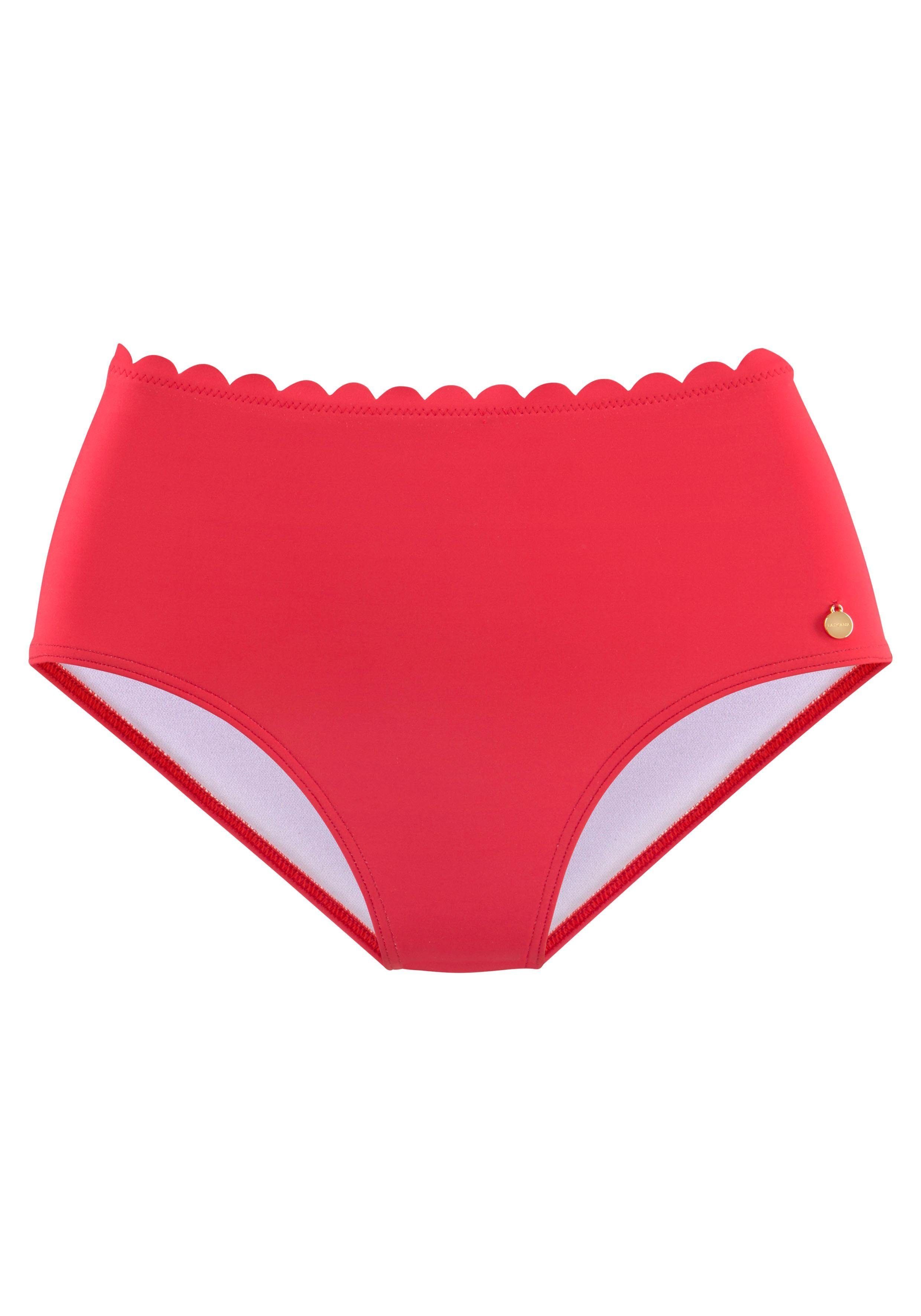 LASCANA Highwaist-Bikini-Hose Scallop mit gelaserter Wellenkante günstig online kaufen