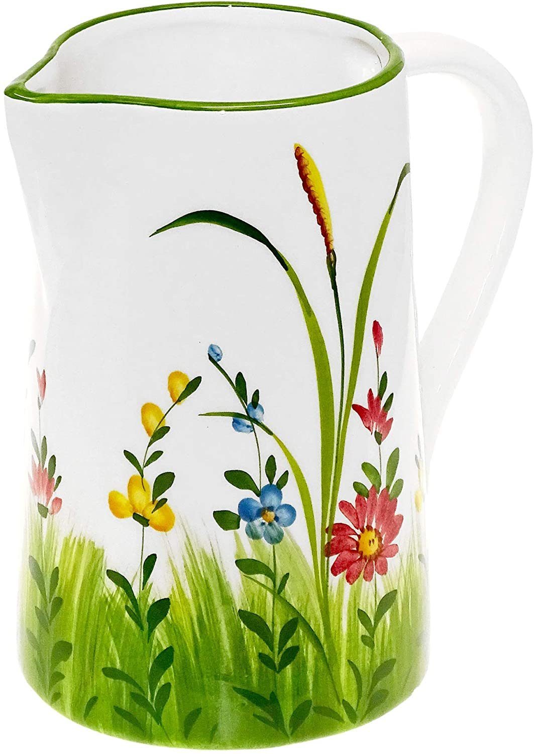 Keramik l), (1-tlg., Großer aus Wasserkrug (1,5 Italien Blumenwiese, 19 cm Teekrug ca. Lashuma