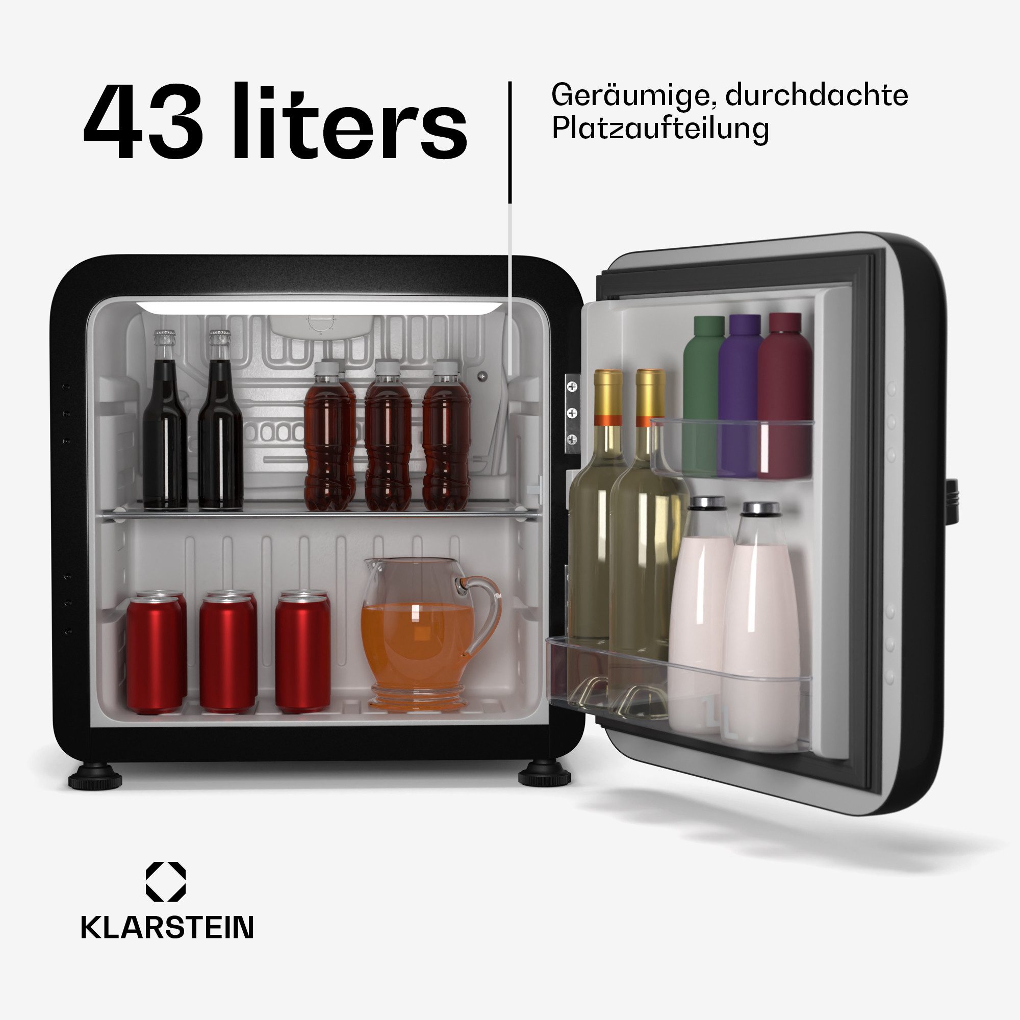 Klarstein Table Top Kühlschrank 10046619, 49.5 cm hoch, 49.5 cm breit, Bier Hausbar Getränkekühlschrank Hotel Mini Fridge 42 L