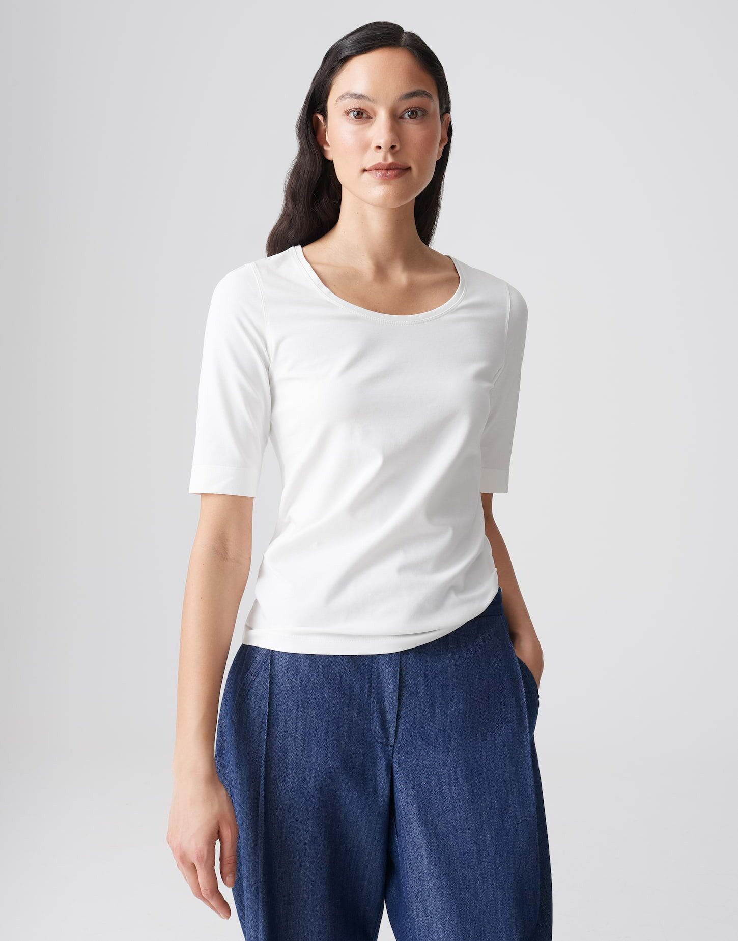 OPUS Kurzarmshirt Kurzarmshirt aus Jersey Slim Shirt aus Jersey
