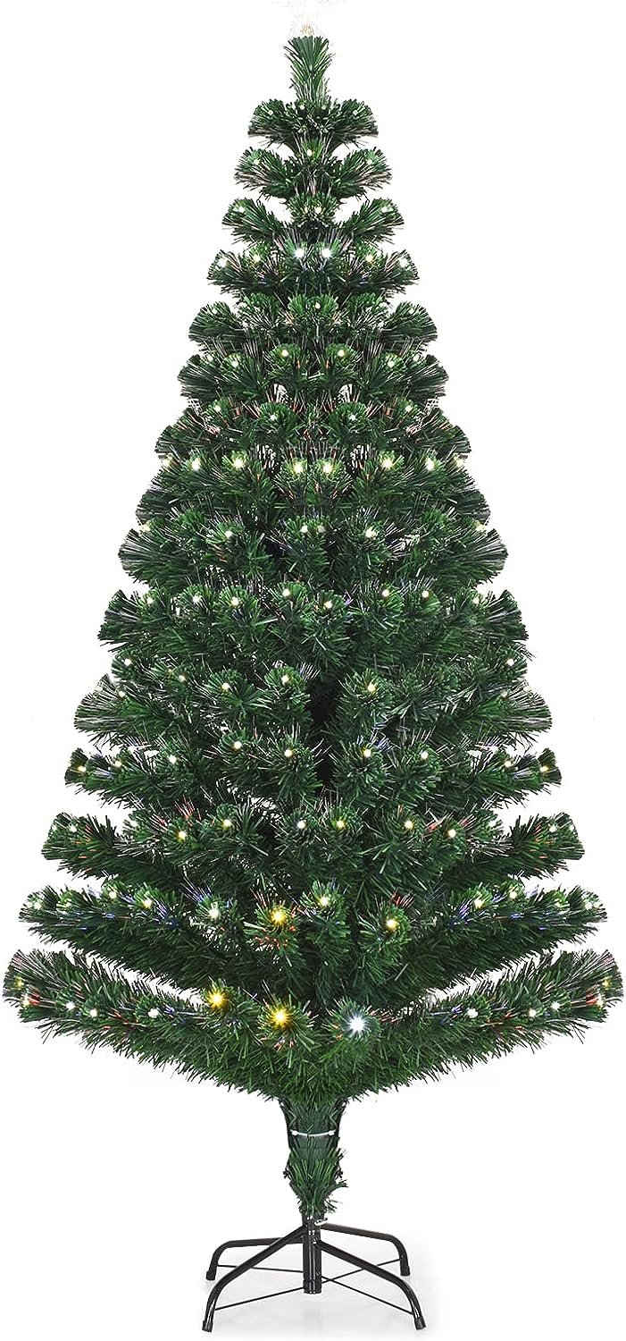 KOMFOTTEU Künstlicher Weihnachtsbaum LED-Leuchten, 180cm