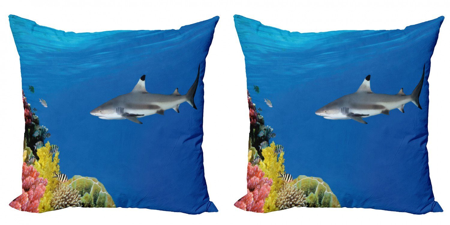 Stück), Unterwasserwelt Digitaldruck, Doppelseitiger (2 Modern Hai Kissenbezüge Abakuhaus Tropic Accent
