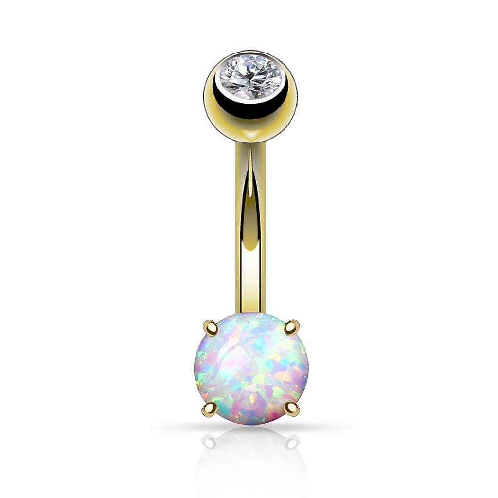 Taffstyle Bauchnabelpiercing Piercing 14 Karat 585 Gold Opal Stein, Bauchna günstig online kaufen