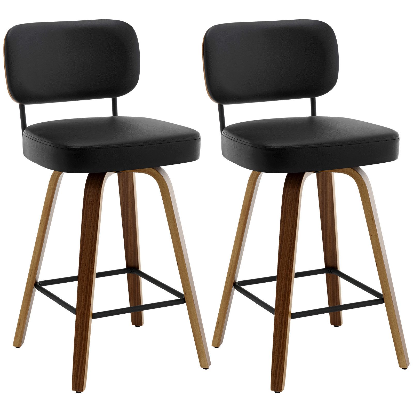 Barhocker mit drehbarer Thekenhöhe 66 cm, gepolsterter PU-Leder-Sitz