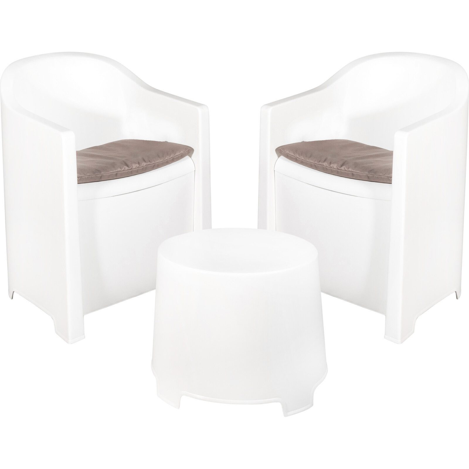 Progarden Sitzgruppe Gartenmöbel Sitzgruppe Anthrazit Kunststoff 3 Tlg., (Set, 3-tlg., Tisch + 2 Крісла), UV-Beständig, Robust, Wetterfest, Made in Italy, Hochwertig