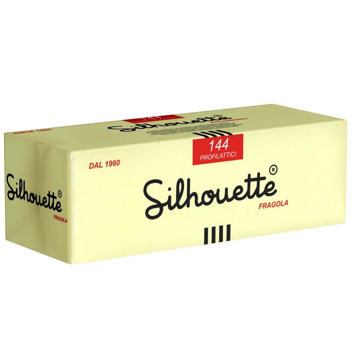 silhouette Kondome Fragola Packung mit, 144 St., lange Kondome mit Erdbeeraroma