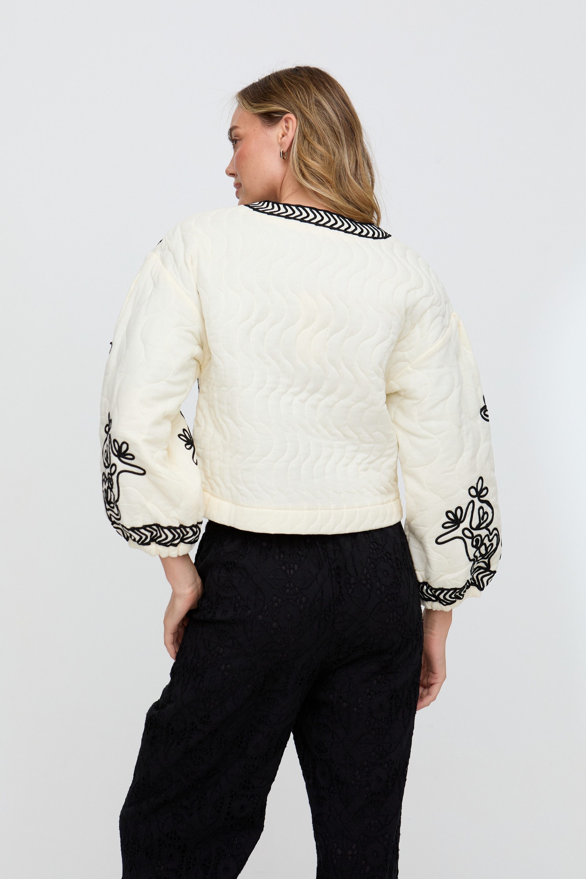RAFFYA Bolerojacke Felicity Palm Print Reversible Jacket Damen