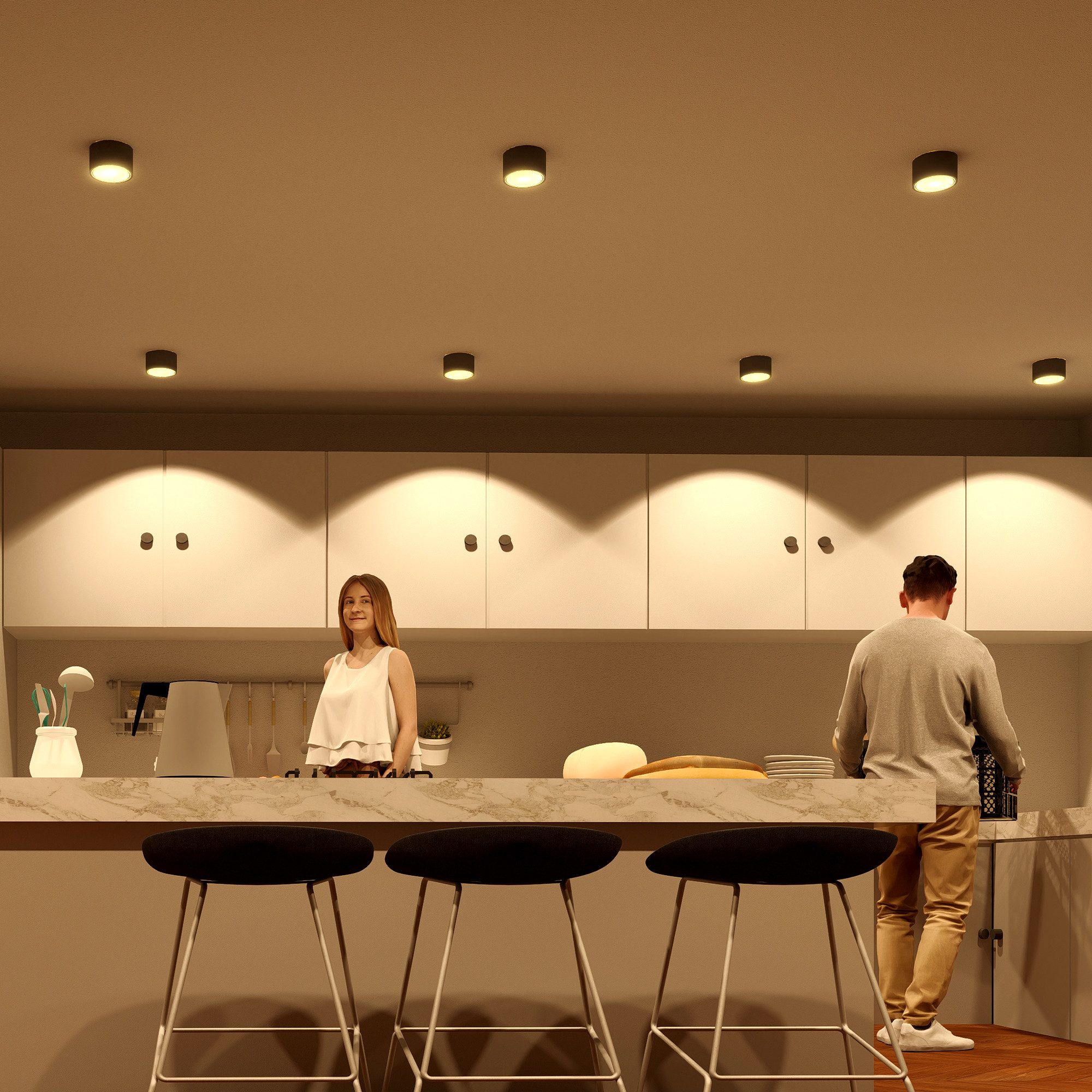 SSC-LUXon LED Aufbaustrahler CELI-X LED Aufbauspot anthrazit flach rund 3 Lichtfarben 230V GX53, Neutralweiß, Warmweiß, Tageslichtweiß