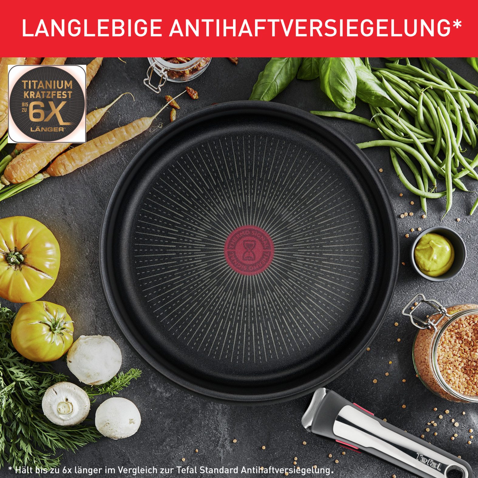 Tefal Pfannen-Set Ingenio Unlimited, Pfannenset abnehmbarer Griff, Antihaftversiegelung, Aluminium (Set, 3-tlg., 2x Pfannen Ø 24/28 cm, 1x abnehmbarer Griff, Ma – Bild 4 von 5
