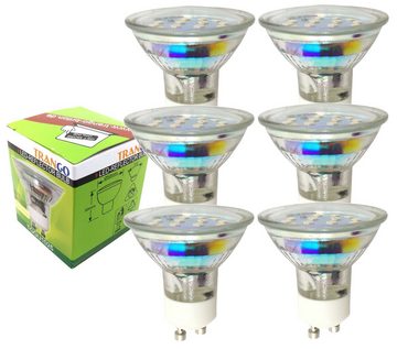 TRANGO LED Deckenstrahler, 3093 LED Deckenleuchte 6-flammig *JACK* in Edelstahl-Optik inkl. 6x 3 Watt GU10 LED Leuchtmittel 3000K warmweiß Deckenlampe I Deckenstrahler I Badlampe, Wohnzimmer Lampe schwenkbar