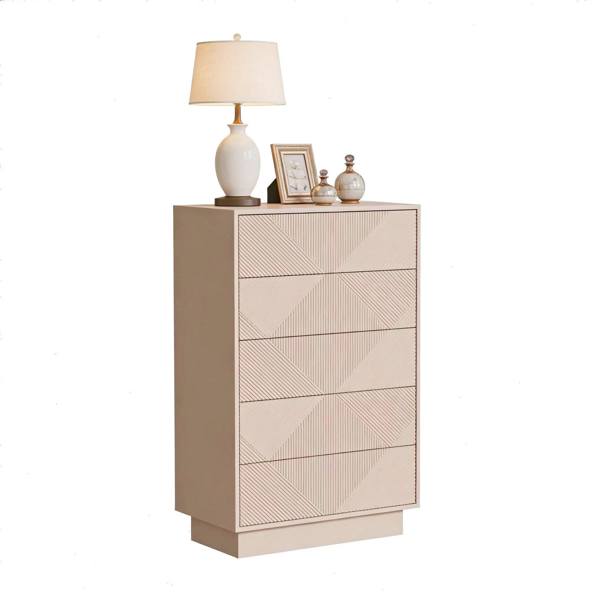 Kommode mit 5 Schubladen, Sideboard, Schubladenschrank, Schmal kommode