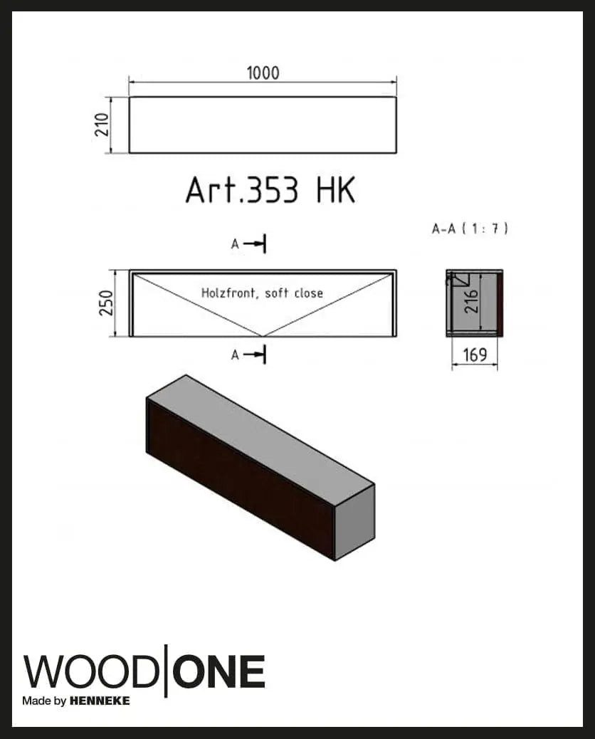 Henneke Klapphängeschrank Corian® WoodOne