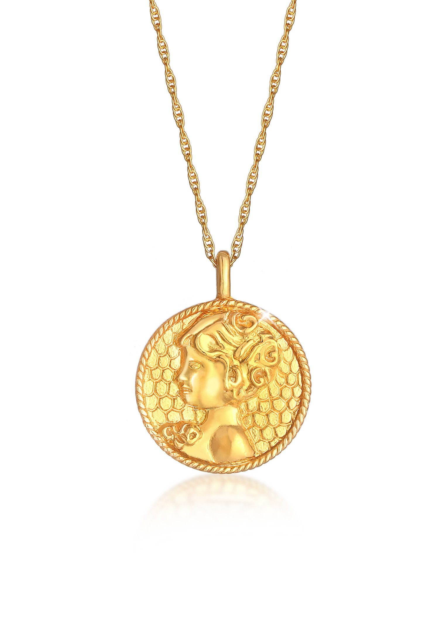 Elli Kette mit Anhänger Sternzeichen Sternzeichen Silber, Jungfrau Astro Gold 925 Münze Antik