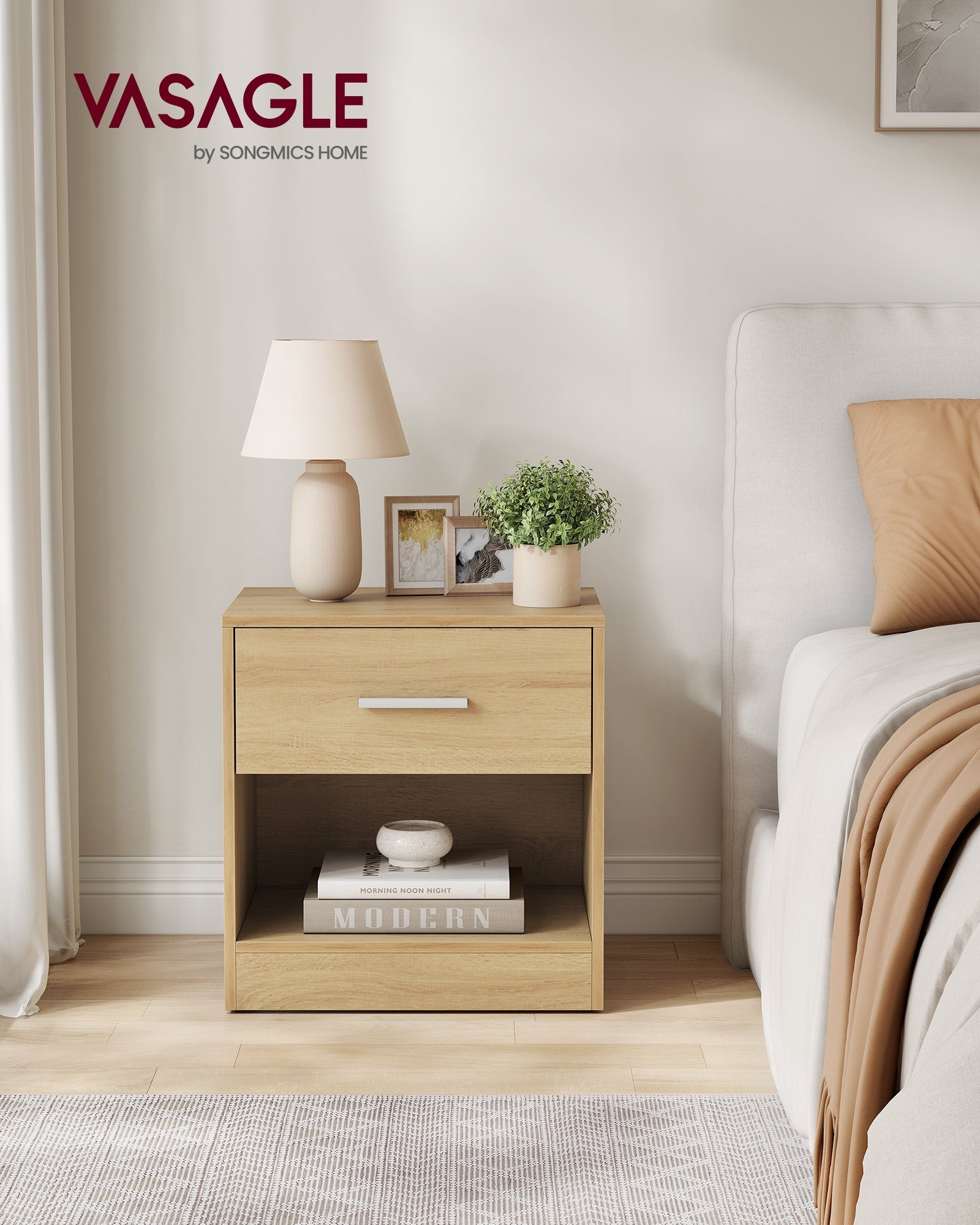 VASAGLE Nachttisch (1-St), mit Schublade, Griff, 28 x 39 x 41 cm günstig online kaufen