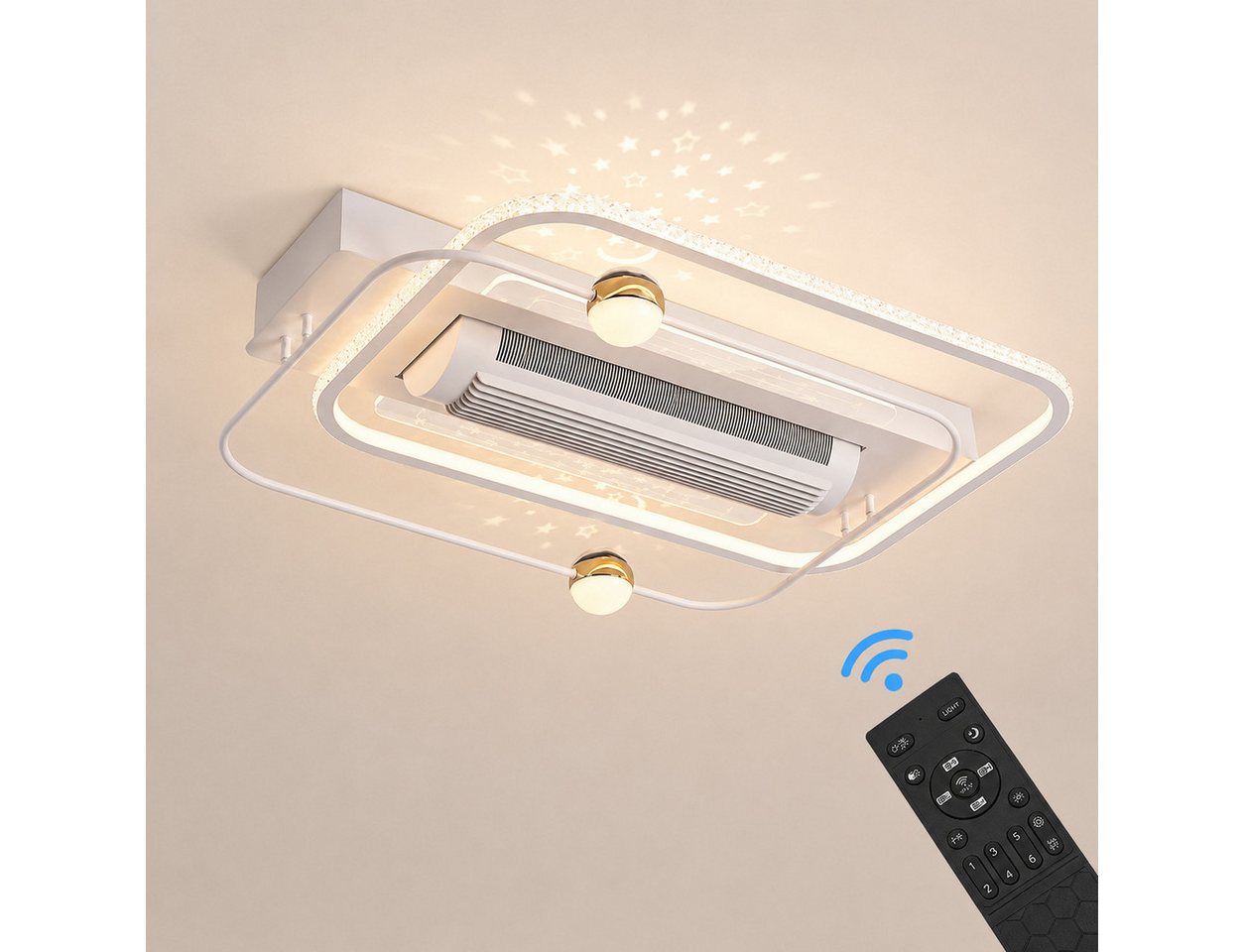 Euroton Deckenventilator Deckenventilator mit LED Beleuchtung mit Fernbedienung einstellbar, 20 cm Durchmesser, Lichtfarbe und Helligkeit einstellbar