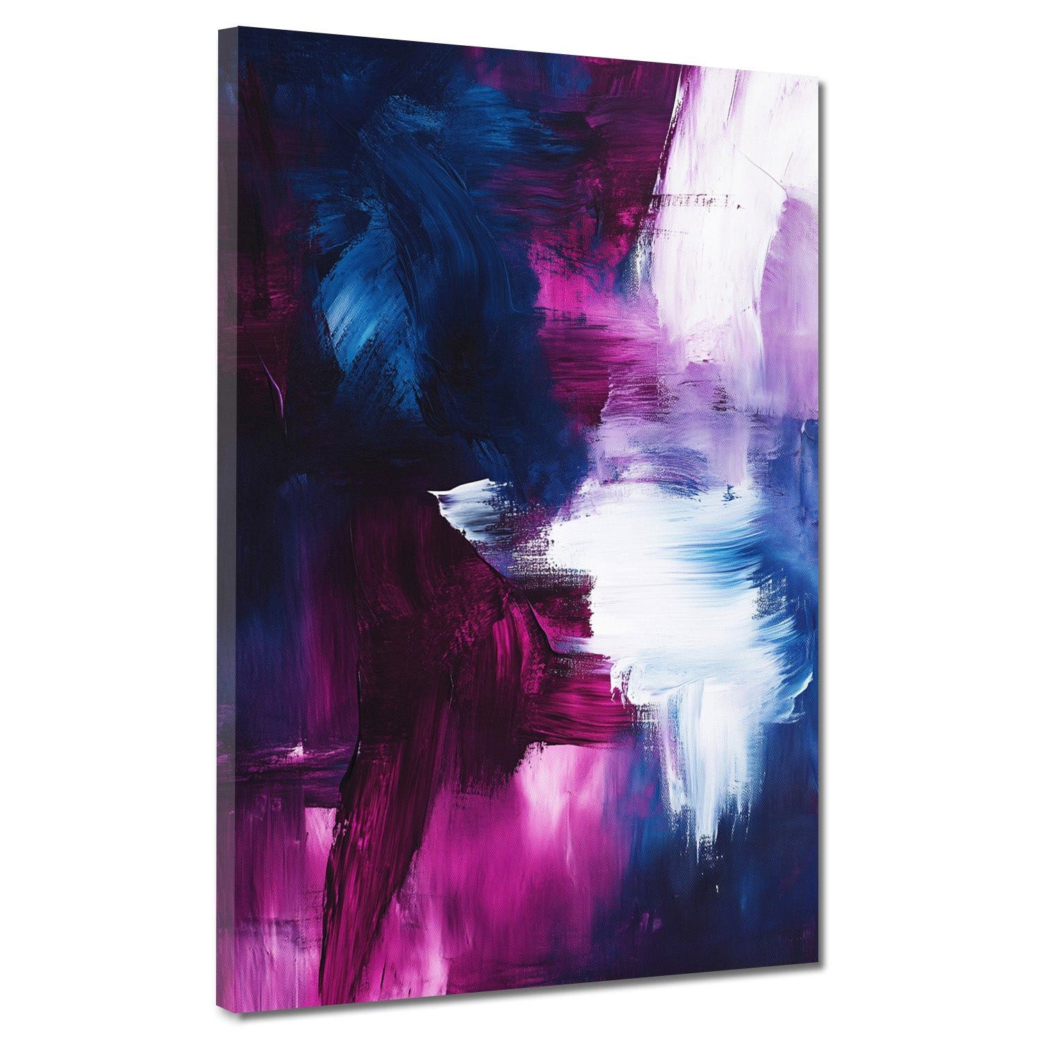 Artedinoi Leinwandbild Abstrakte Kunst Blau Lila Pinsel Leinwandbild Wandbild Kunstdruck XL W, Abstrakt in Blau-Lila