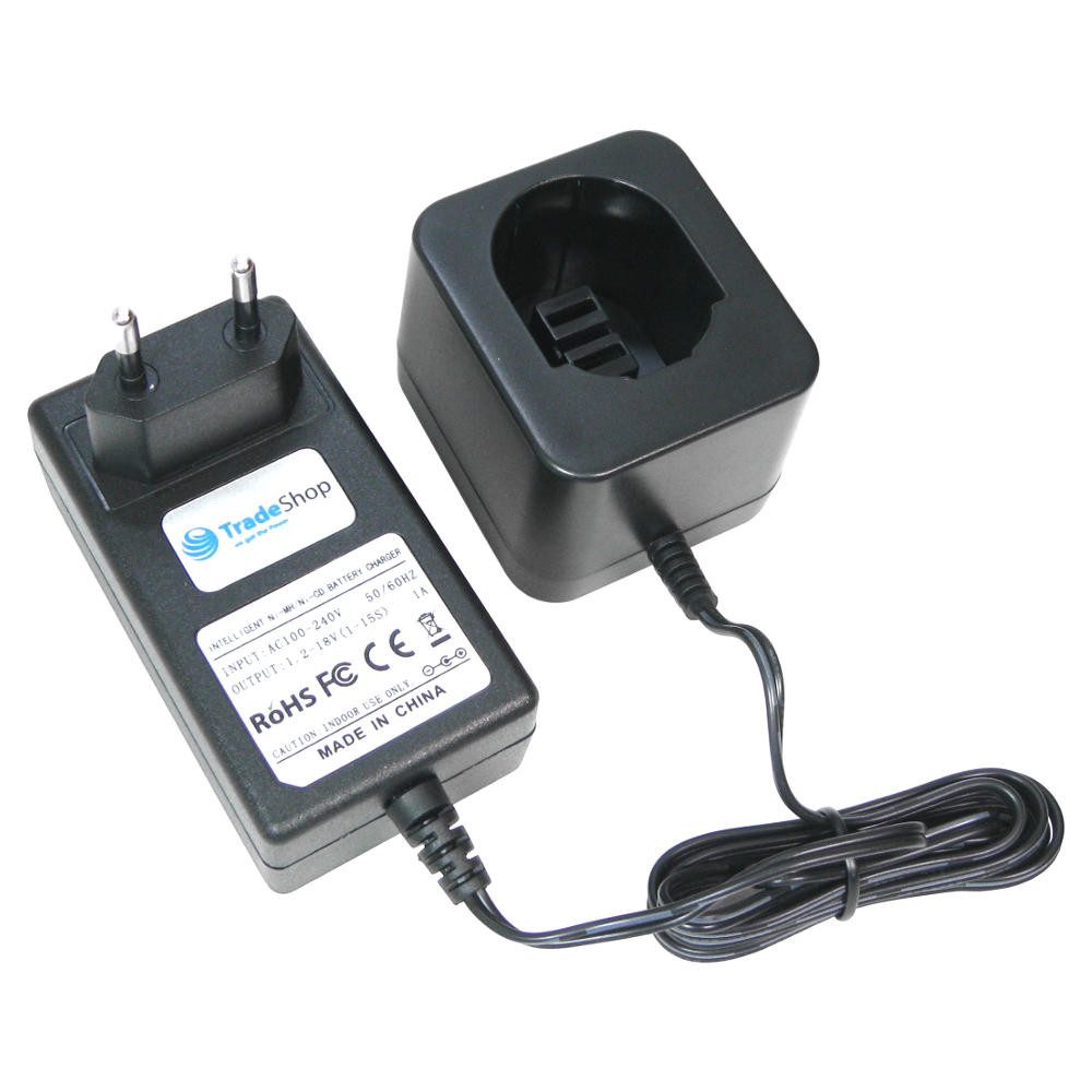 Trade-Shop Schnell-Ladegerät bis 18V passend für Black & Decker A9252 A9262 A9267 Universal-Ladegerät (1000 mA, Geeignet für Ni-Cd, Ni-MH Akkus / LED-Anzeige für den Ladezustand)