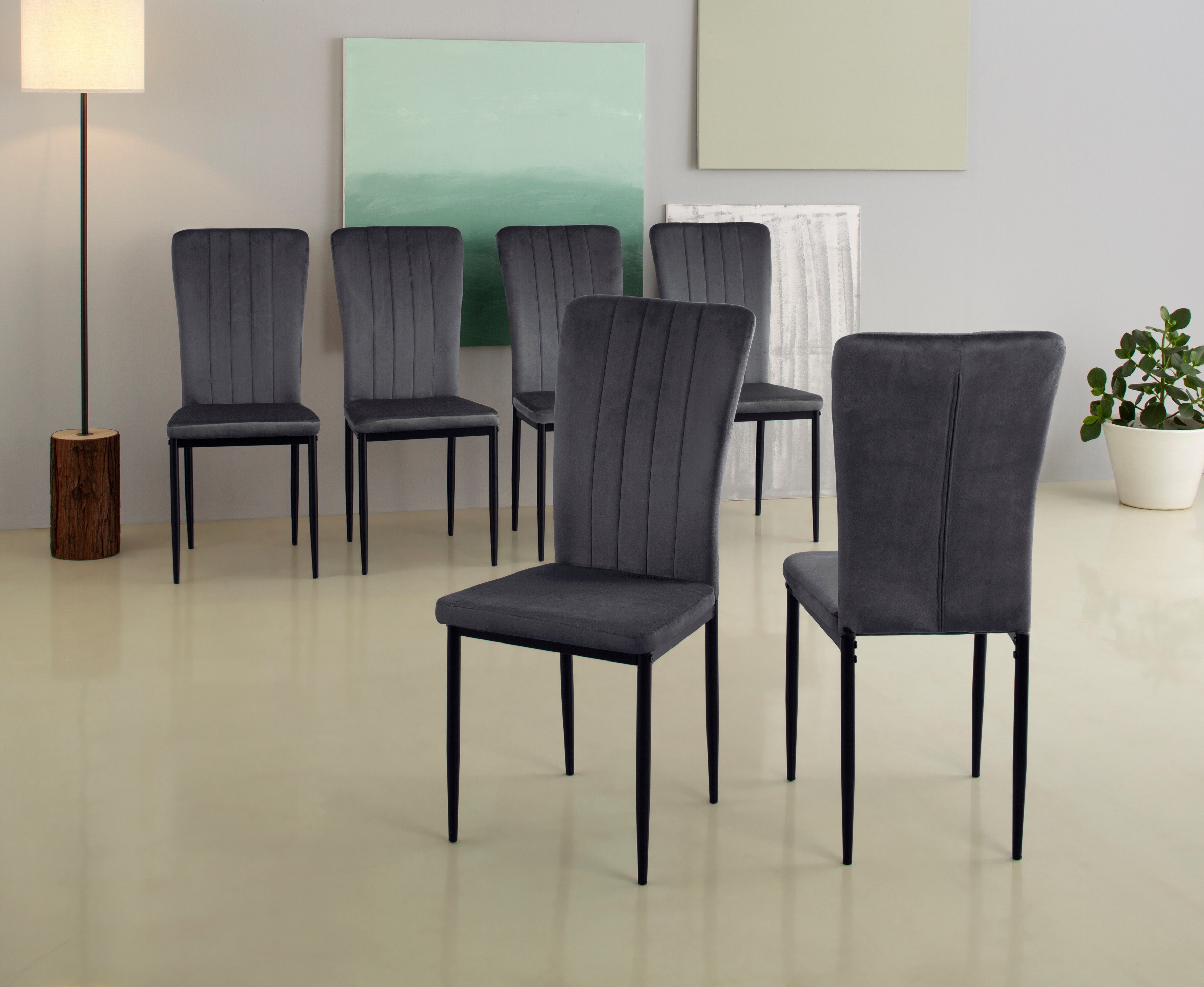 Home affaire 4-Fußstuhl "Bergamo", (Set), 6 St., Samt, erhältlich in Samt, günstig online kaufen